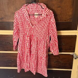 Maeve Red and White Heart Striped Mini Dress